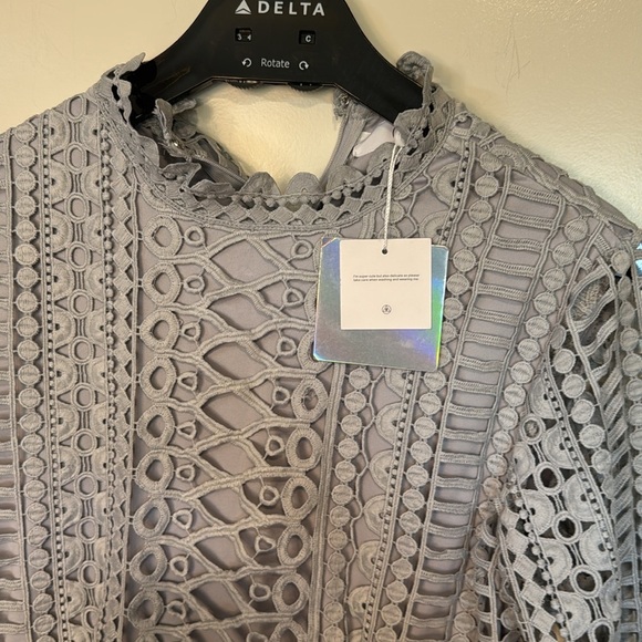 Missguided High Neck Structured Lace Midi Dress - Picture 6 of 16